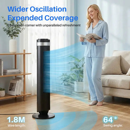 Quiet Tower Fan with Remote, 12H Timer & 64° Oscillation