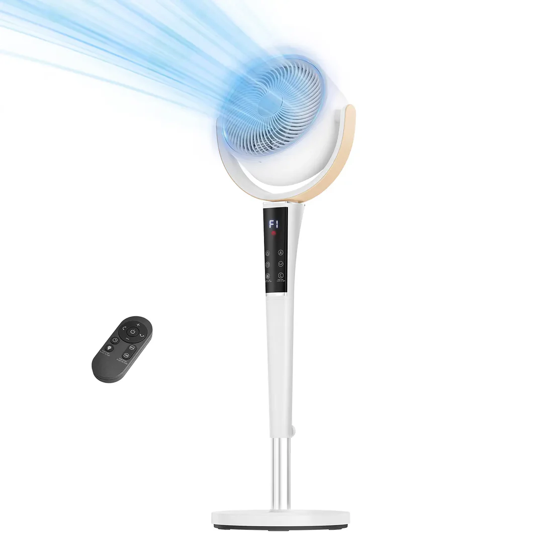 20dB Quiet Pedestal Fan with Remote | 15 Speeds, 5 Modes & LED Night Light