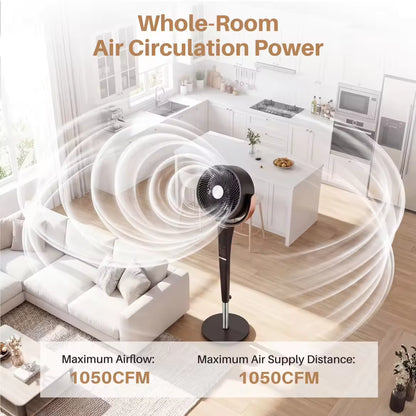 20dB Quiet Pedestal Fan with Remote | 15 Speeds, 5 Modes & LED Night Light