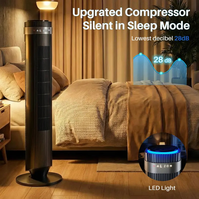 Quiet Tower Fan with Remote, 12H Timer & 64° Oscillation
