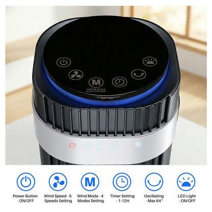 Quiet Tower Fan with Remote, 12H Timer & 64° Oscillation