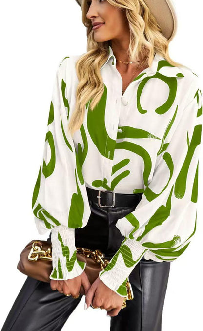 Blouse for Women Floral Print Blouse 2026 Long Sleeve Button Down Casual Fall Boho Oversized Tops Shirts