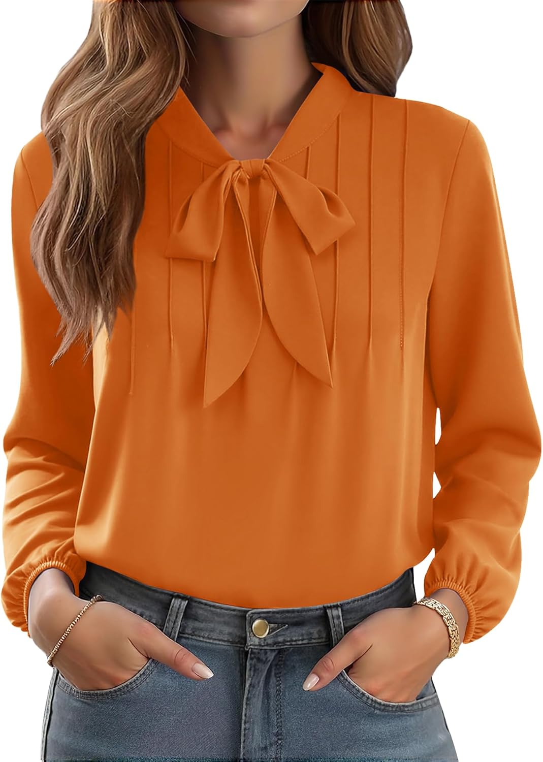 CZYINXIAN Womens Dressy Chiffon Blouse Business Work Casual Tie Neck Shirt Tops
