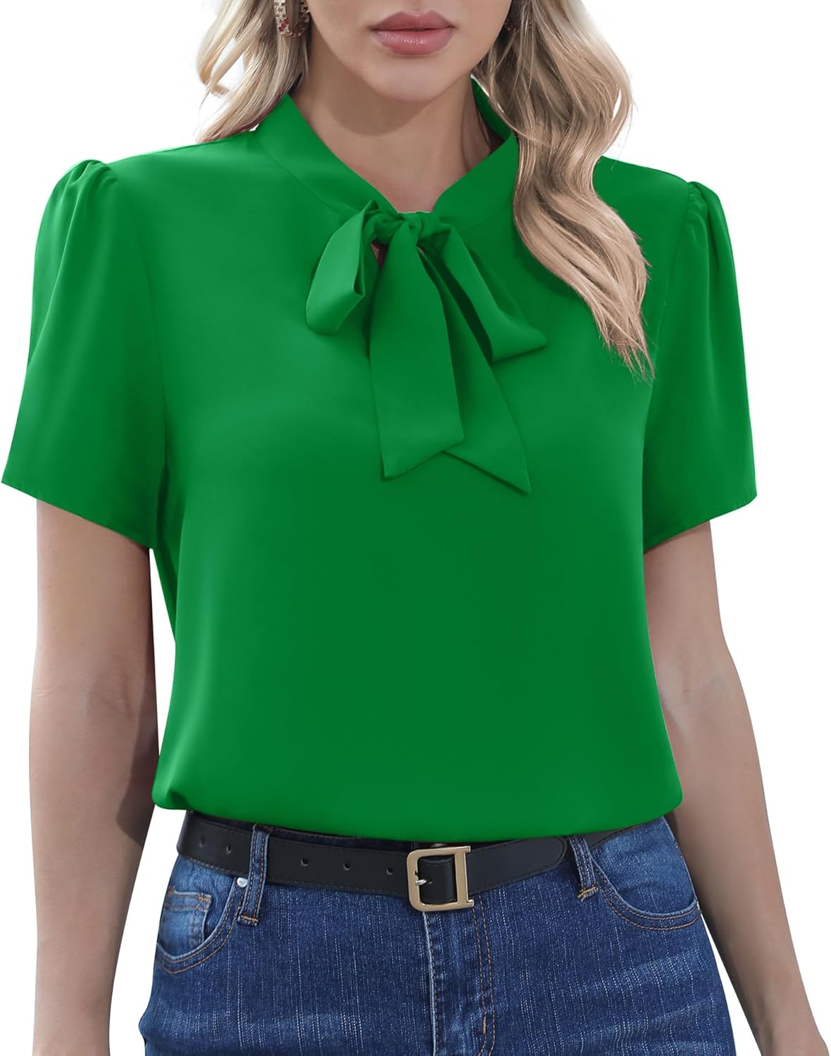 CZYINXIAN Womens Dressy Chiffon Blouse Business Work Casual Tie Neck Shirt Tops