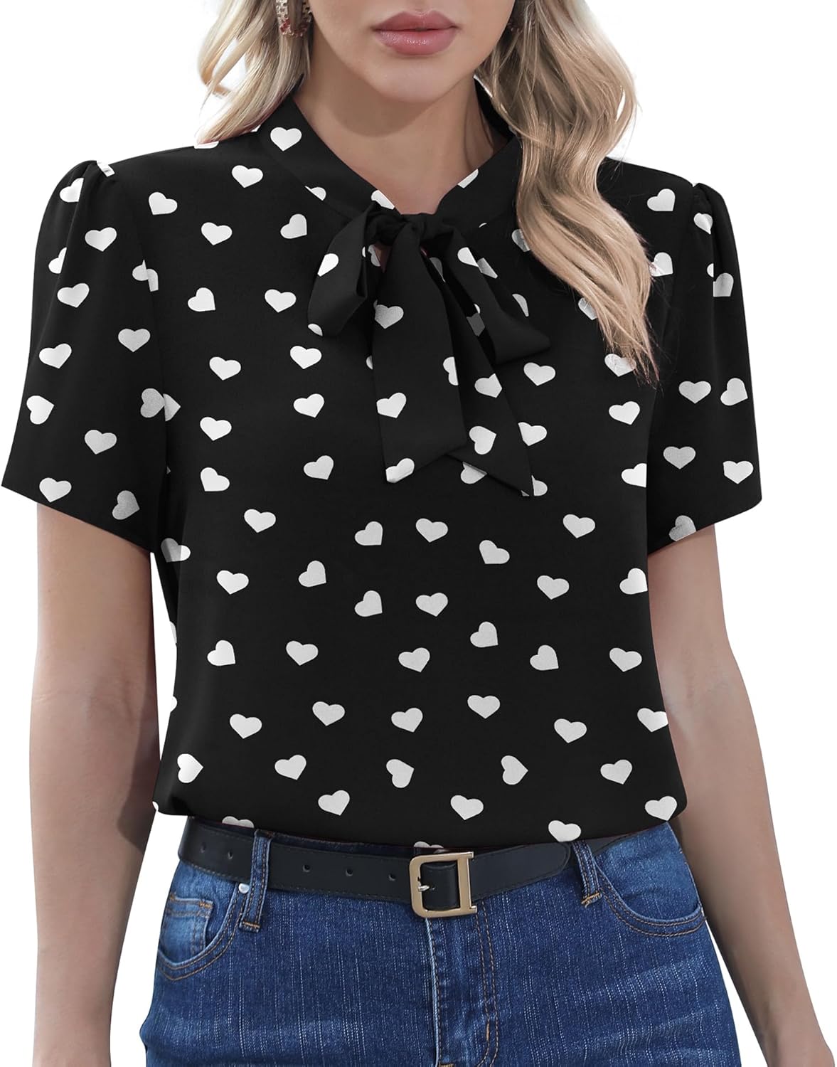 CZYINXIAN Womens Dressy Chiffon Blouse Business Work Casual Tie Neck Shirt Tops