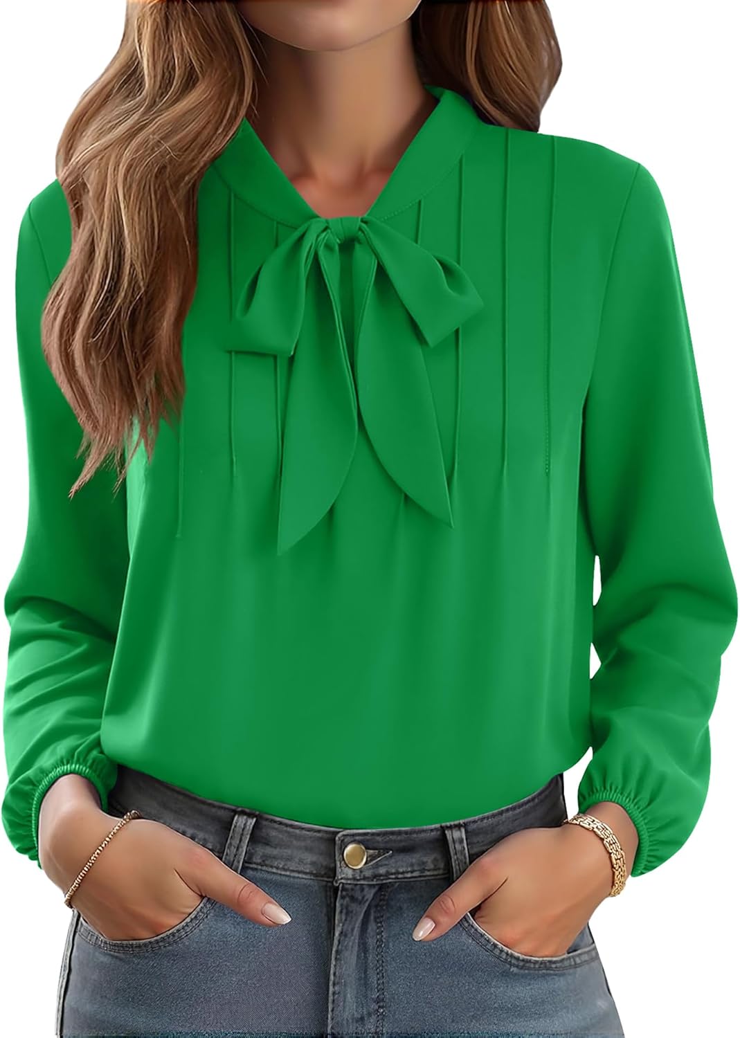 CZYINXIAN Womens Dressy Chiffon Blouse Business Work Casual Tie Neck Shirt Tops