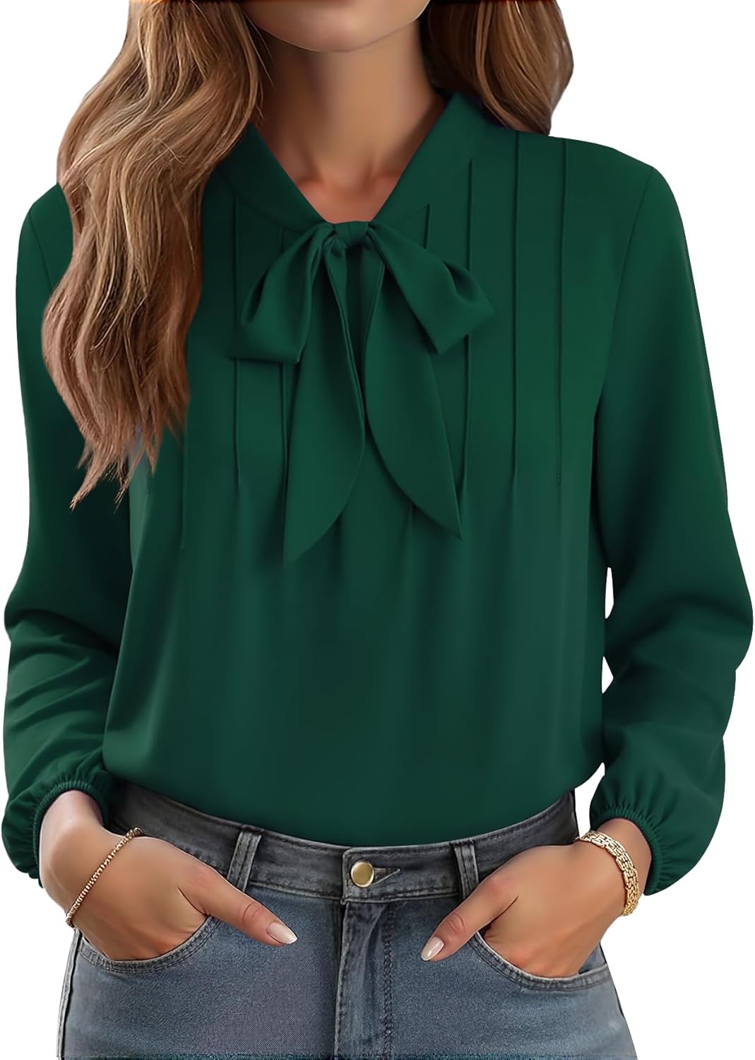 CZYINXIAN Womens Dressy Chiffon Blouse Business Work Casual Tie Neck Shirt Tops