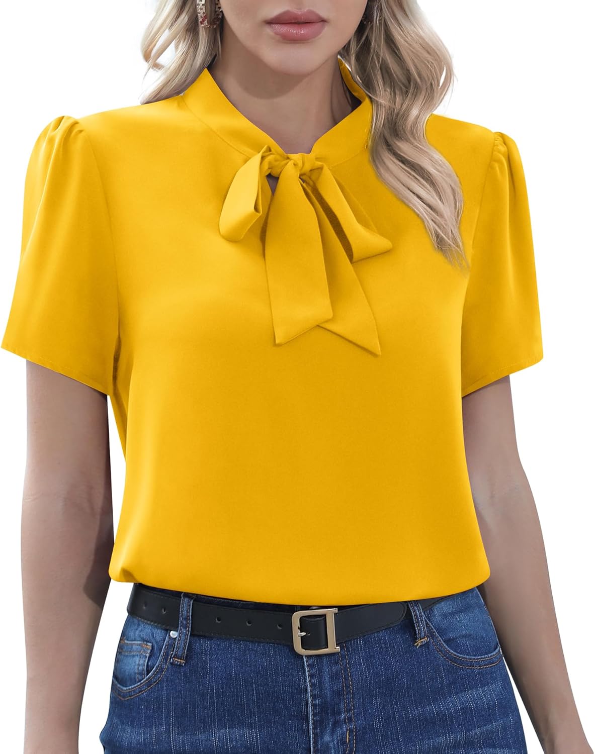 CZYINXIAN Womens Dressy Chiffon Blouse Business Work Casual Tie Neck Shirt Tops