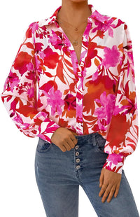 Floral White Rose Red