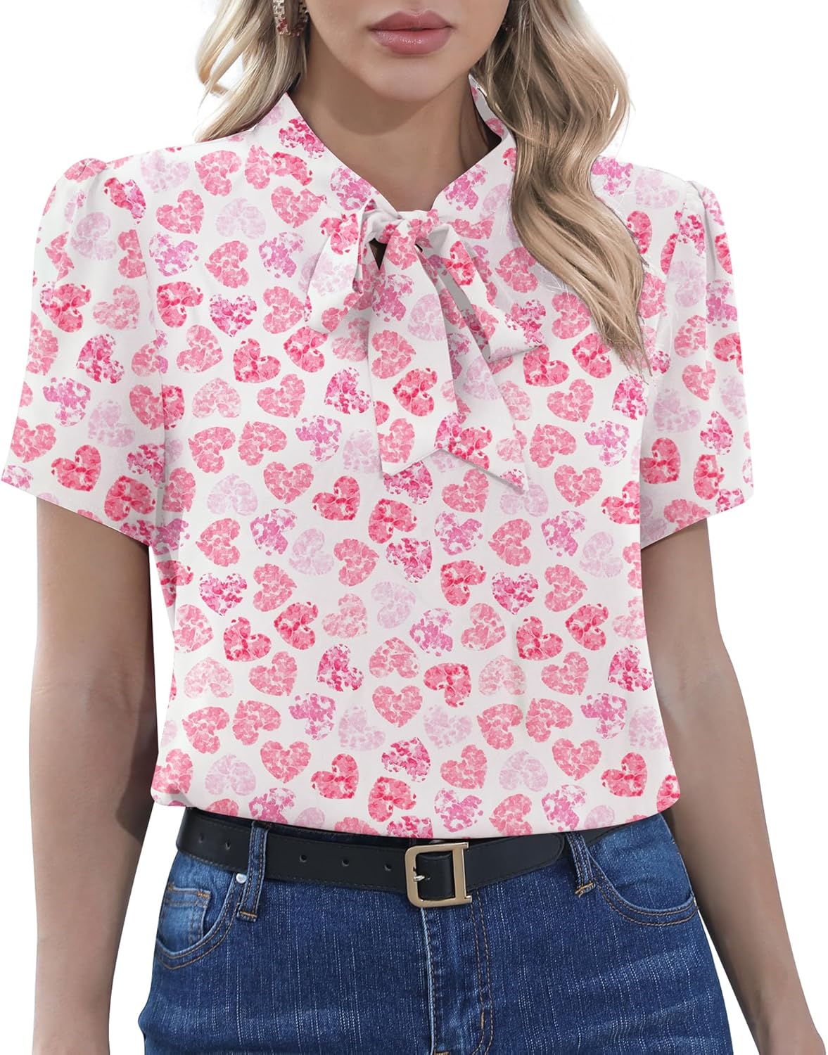 CZYINXIAN Womens Dressy Chiffon Blouse Business Work Casual Tie Neck Shirt Tops