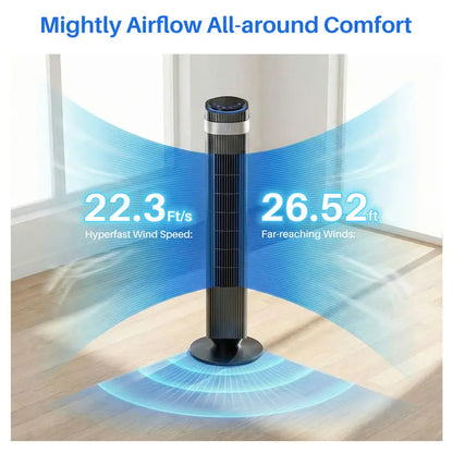 Quiet Tower Fan with Remote, 12H Timer & 64° Oscillation