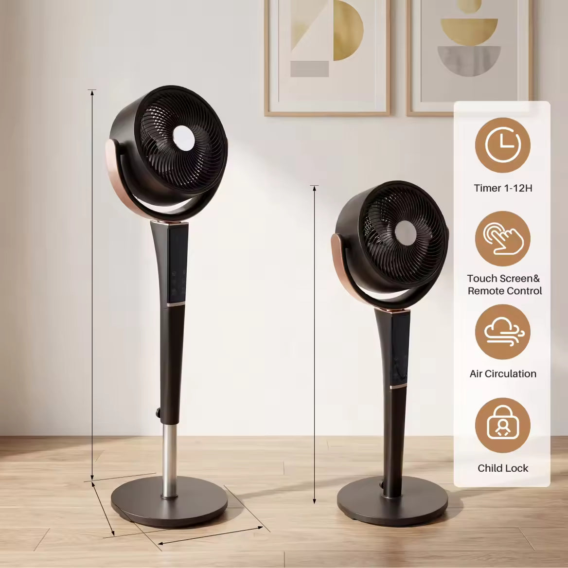 20dB Quiet Pedestal Fan with Remote | 15 Speeds, 5 Modes & LED Night Light