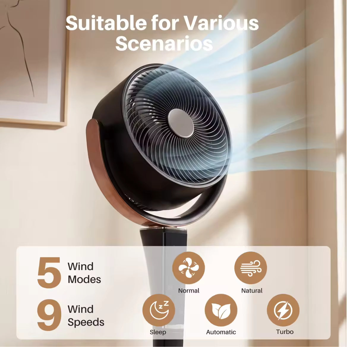 20dB Quiet Pedestal Fan with Remote | 15 Speeds, 5 Modes & LED Night Light